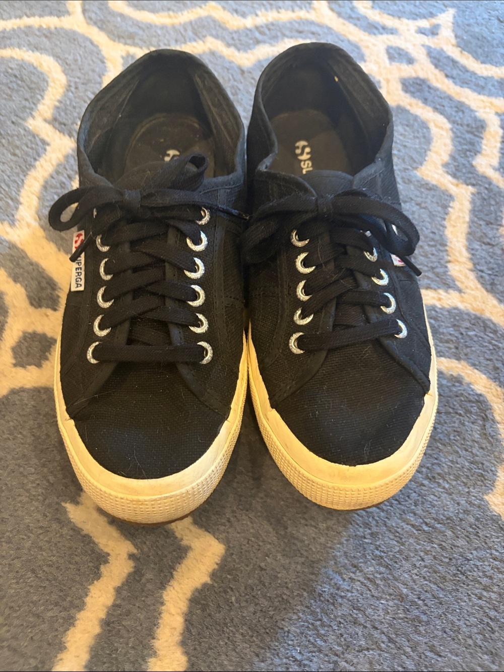 Superga Men's Black Canvas Sneakers with Cream Sole